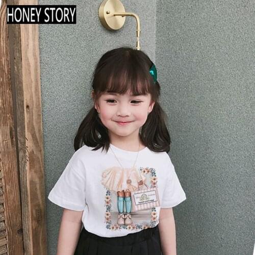 Kawaii Christmas T-shirt Christmas Korean Little Girl T-shirt 0-9 Years Old Summer White High Quality Children T-shirt 1632