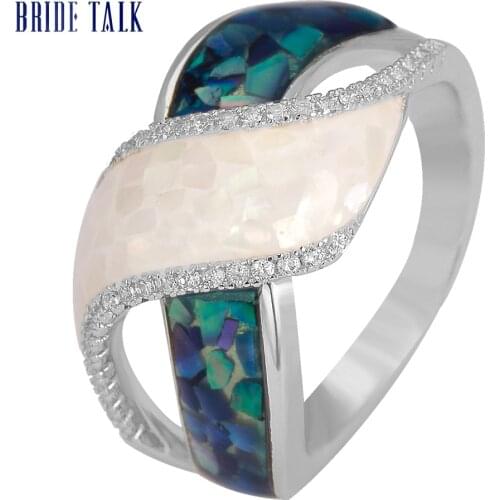 Bride Talk 2021 Trendy Round Cross Shell Rings For Women Cubic Zircon Finger Ring Shining Charm Dating Banquet Jewelry