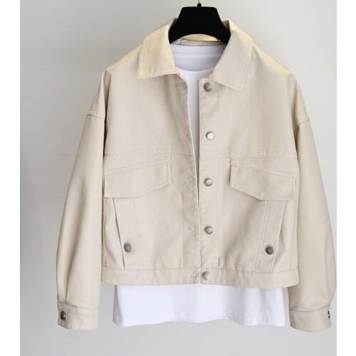 New Women Single-breasted Faux Leather Jacket Spring Autumn Pocket Rivet Biker Jacket Ladies Korean Streetwear Oversize Coats