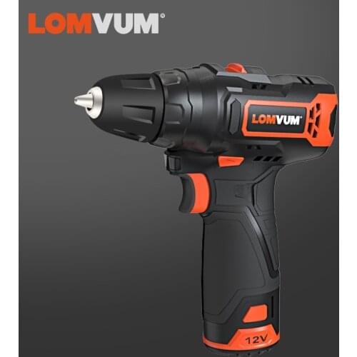 LOMVUM 12V Max Electric Screwdriver Cordless Drill Mini Wireless Power Tool Driver DC Lithium Double Speed Electric Screwdriver