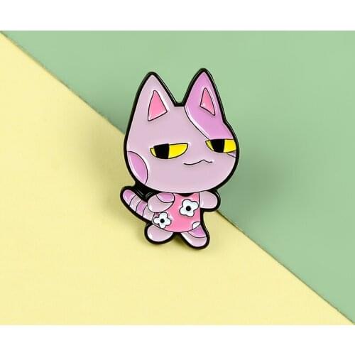 Cat in pink floral dress Metal Pins Cute Expression Hard Enamel Pins Brooches Badges Lapel Clothes Bag Pins Women Jewelry Gifts