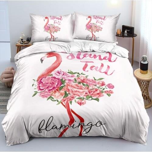 Hot Fashion Flamigo 3D Print Bedding Set Queen King Twin Tropical Style Ins Duvet Quilt Cover Sets with Pillowcases Home Decor
