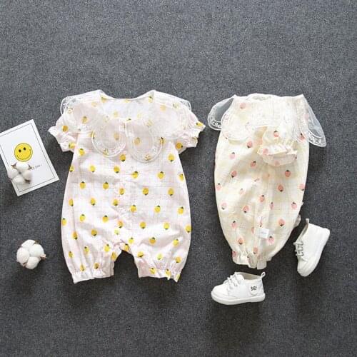 Fashion Lace Summer Jumpsuit baby outfit dress Sweet baby girl Cartoon Cotton Clothes kids newborn baby costume toddler romper