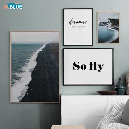 Ocean Beach Landscape Wall Art Canvas Painting Posters And Prints Sea Nordic Art Quote Wall Pictures For Living Room Home Decor