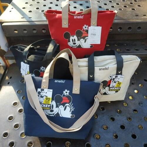 Disney new large handbag Mimi canvas print cartoon mouse portable diagonal ladies single shoulder small square bag