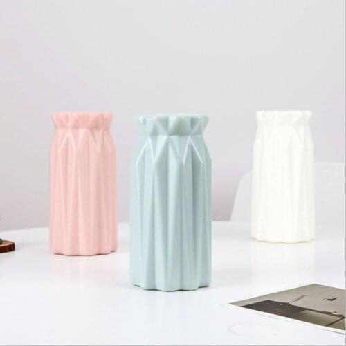 18cm*9cm size cylinder shape plastic material vase Imitation Ceramic Flower vase&plastic flower vase for home decoration