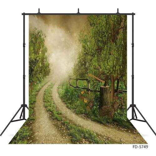 Drawing Trees Pathway Bokeh Photographic Background Custom Vinyl Backdrop for Portrait Children Baby Photoshoot Photo Studiio