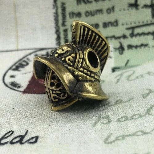 Handmade Samurai helmet Vintage Brass EDC Pendant Flashlight knife Tool Pendant DIY Pendant Paracord Beads