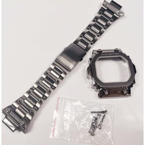 GX56 Grey Watchbands and Bezel For GX56BB GXW-56 Metal Strap Bezel Pro Style Case Frame With Tools 316 Stainless Steel
