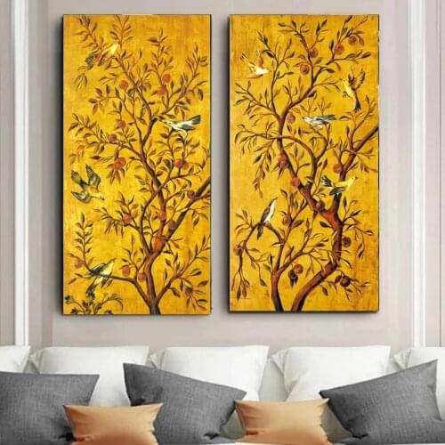 Nordic Style Tree Rich Tree Canvas Painting Abstract Birds Posters and Prints Wall Art Pictures for Living Room Home Decoration