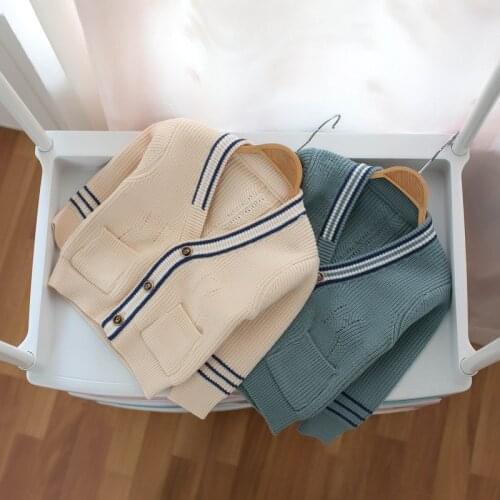 Preppy Style V Necek Boys Girls Sweater 2020 Fall Winter Toddler Baby Boys Cardigan Sweaters Knitted Chidlren Outwear Coat