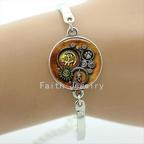 TAFREE Steam punk little boy jewelry case for Simba bracelet cartoon art picture glass cabochon bracelets Jewelry HH158