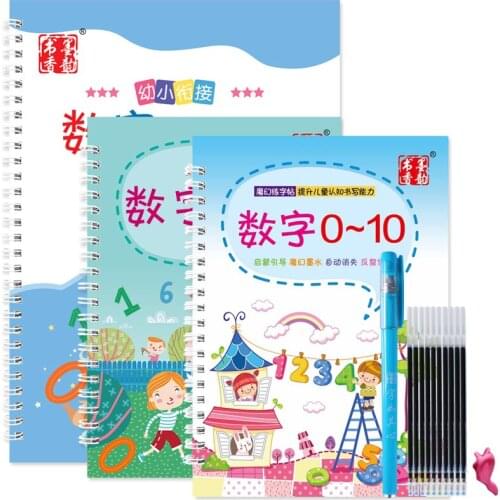 Reusable Preschool 0-100 Digital Learning Math Calligraphy Copybook for Kid Children Exercises Calligraphy Practice Book Libros