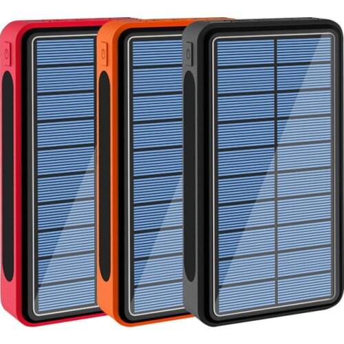 50000mAh Solar Power Bank for iPhone 12 Xiaomi Huawei Samsung Powerbank 4 USB Portable Charger External Battery Pack Power Bank