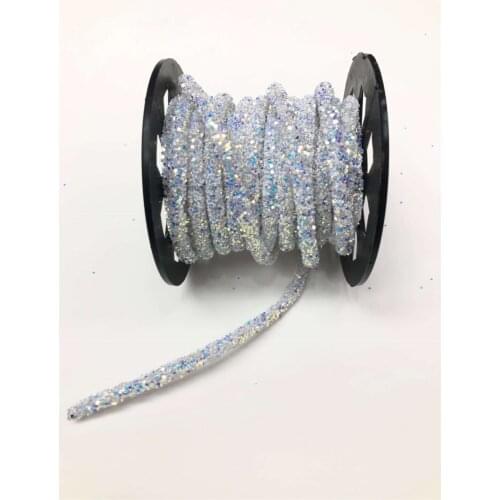 White Pearl Beads Embroidered Ribbon 1 cm-Usa-1073