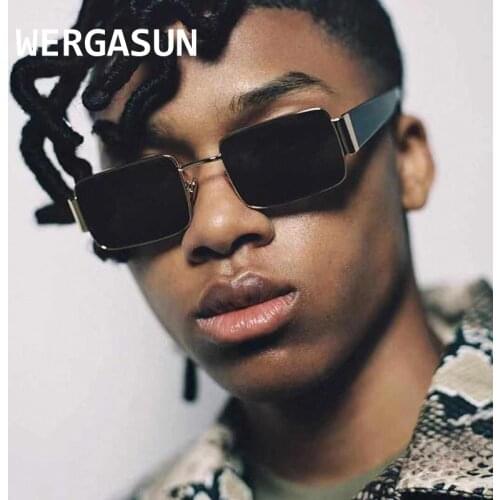 WERGASUN Fashion Classic Vintage Square Sunglasses Women Brand Designer Metal Punk Sun Glasses Men Hip Hop Glasses Female Shades