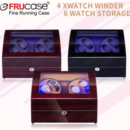 FRUCASE Watch Winder for Automatic Watches New Version 4+6 Wooden Watch Box Watches Storage Collector
