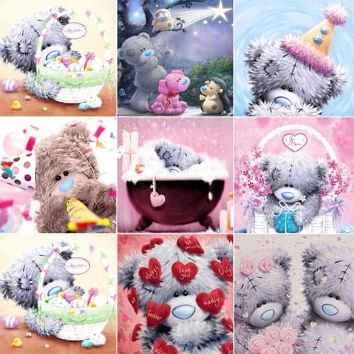 XUEQIXIAOZU 5D Diamond Painting Teddy Bear Round Diamond Embroidery Mosaic Home Decoration Pattern DIY Handmade New Year Gift
