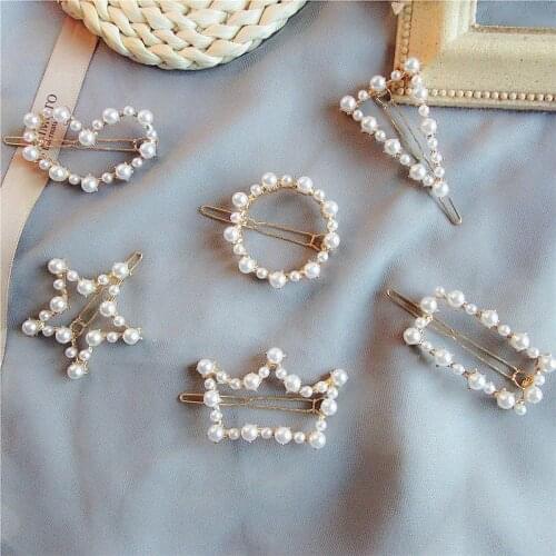 Women Crystal Elegant Pearl Hair Clip Barrette Korean Hairpin Barrette Headdress Hair Accessories Girls Hair Clip