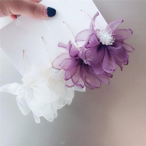 Dominated 2019 Fashion Crystal Temperament hyperbole Women Drop earrings Contracted lace Flower long earrings