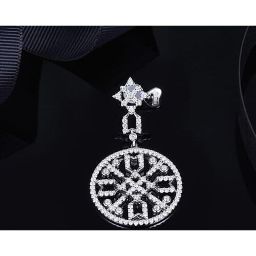 SLJELY Luxury Brand 1pc 925 Sterling Silver Mandala Totem Love Earring CZ Zircon Stones Women Jewelry December Collection