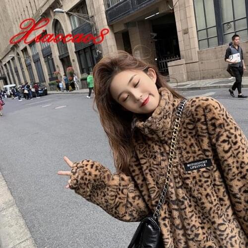 Winter New Casual Woman Jacket Luxury Style Lamb Fur Coats Woolen Thick Tops Leopard Print Sexy Female Outerwear Clothes