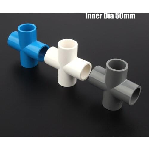 1pc 50mm PVC Cross Joints Farm Irrigation Fittings Garden Water Connectors Aquarium Tank Industrial Water Treatment Pipe Adapter