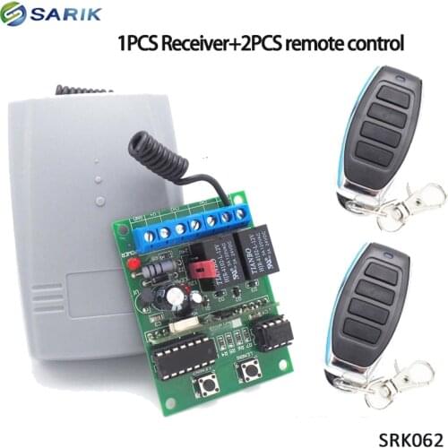 2 Channel 12V 24V DC RF Receiver Rolling Code Transmitter Command Garage Gate Motor Receiver 433.92 mhz with remote control