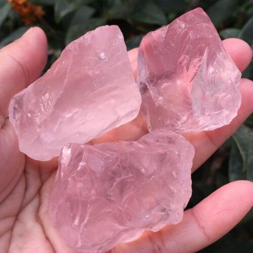 3pcs Natural Pink Rose Quartz Crystal Rough Gemstone Specimen