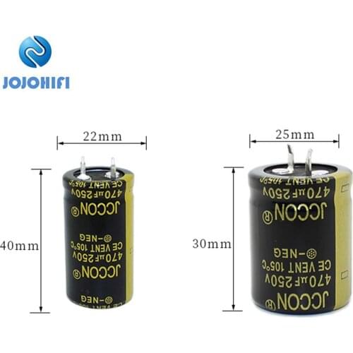 4pcs 470UF 250V 22x40mm 25x30mm JCCON Pitch 10mm 105 ℃ 250V/470UF Black Gold Horn Capacitors Switching Power Adapter Capacitor