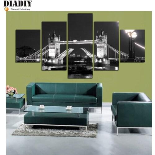 5pc Full Square&round drill 5D DIY Diamond embroidery Light bridge Diamond Painting Cross Stitch Rhinestone Mosaic decor gift