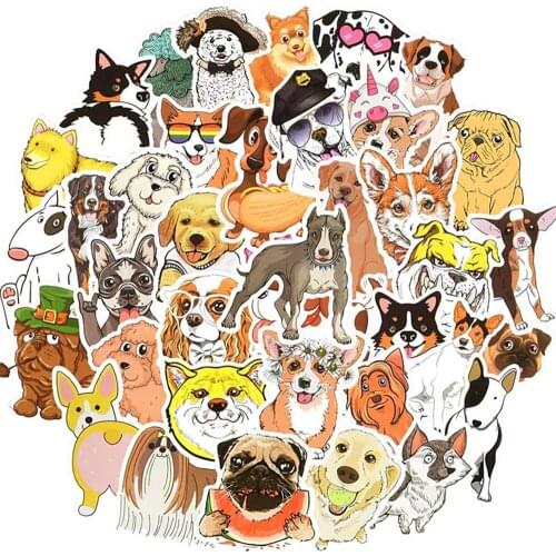 50 PCS Cute Dog Style Stickers for Laptop Computer Skateboard Luggage Refrigerator Notebook Vinyl Cartoon Animal Decals Stickers