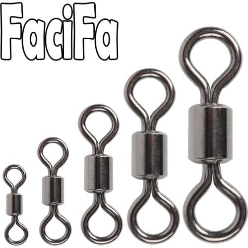 50 pcs Bearing Swivel Fishing Connector Stainless Steel Carp Fishing Accessories Snap Fishhook Lure Solid Ring Swivel Tackle
