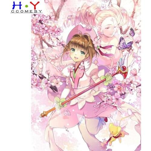 5D diy Diamond Painting cartoon Japan Anime Cardinal Sakura Beautiful girl Diamond Embroidery Cross Stitch Mosaic decoration gif