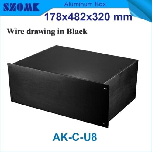 Aluminum enclosure Black color high quality wire drawing and brush well rack 19 inch aluminum housing 178(H)x482(W)x320(L) mm