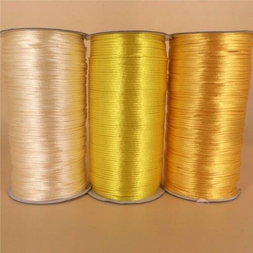 2MM Satin Nylon Trim Cord, Rattail Satin Cord Assorted Colors Nylon String for Beading Jewelry Making 250 Yards Spool