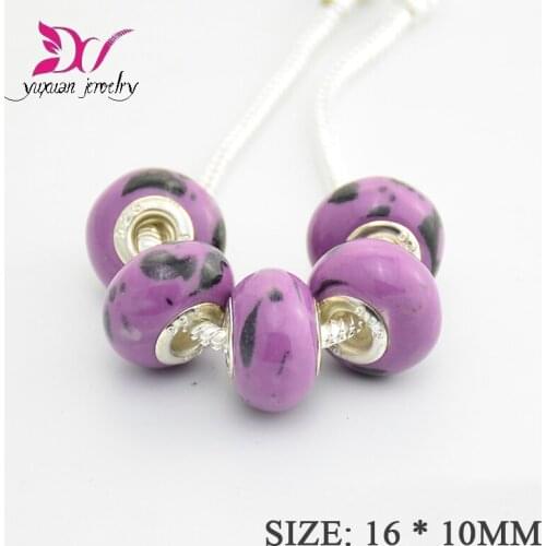 Free Shipping 16MM Stamp Big Hole Beads Charms Fit Jewelry Bracelet 925-sterling-silver cabochon stone bricolage TK024