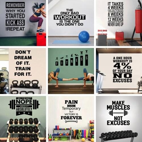 Free shipping GYM Vinyl Wall Sticker Home Decor Stikers For Home Decor Living Room Bedroom Waterproof Wall Art Decal