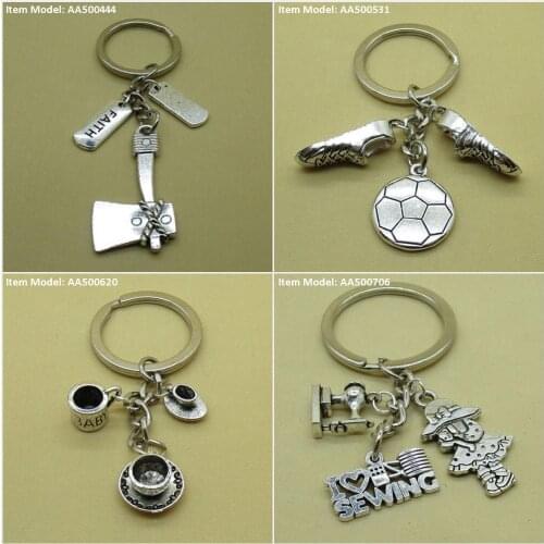 Keychain Keyring Hatchet Axe Ax Faith Sign Tag Warrior Soccer Football Sneakers Shoes Sports Baby Cup Coffee Tea Love I Machine