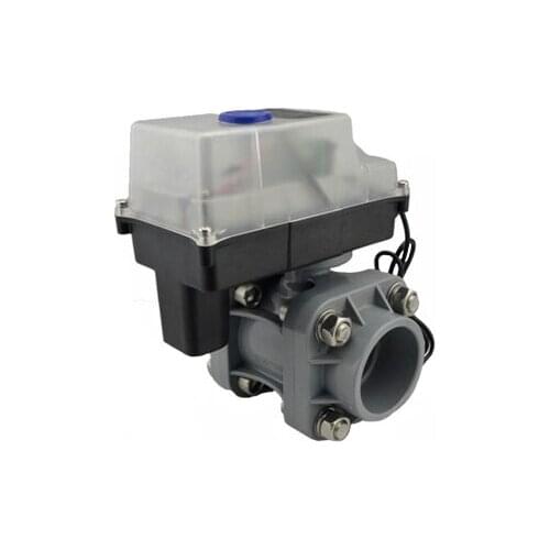 Electric Plastic Ball Valve UPVC Adhesive Joint DN65/80 With Feedback Signal AC220V Acid And Alkali Corrosion DC24V