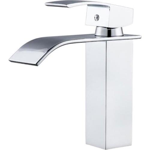 Chrome Brass Single Handle Basin Faucet Mixer Tap with 2 Hoses Waterfall Single Hole Sink Faucet for Bathroom Bath Basin