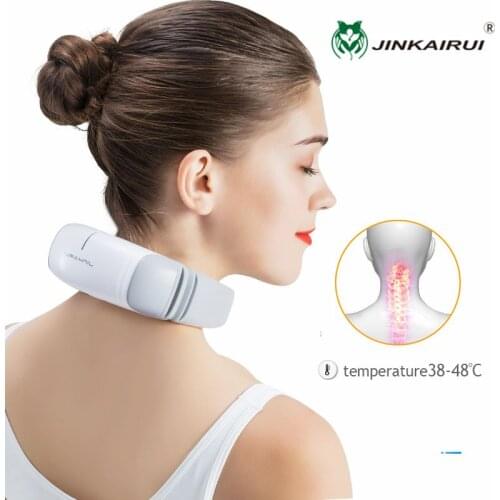 Jinkairui TENS Electric Pulse Neck Massager Pain Relief Intelligent Neck with Heat 6 Modes Cordless Deep Tissue Trigger Point