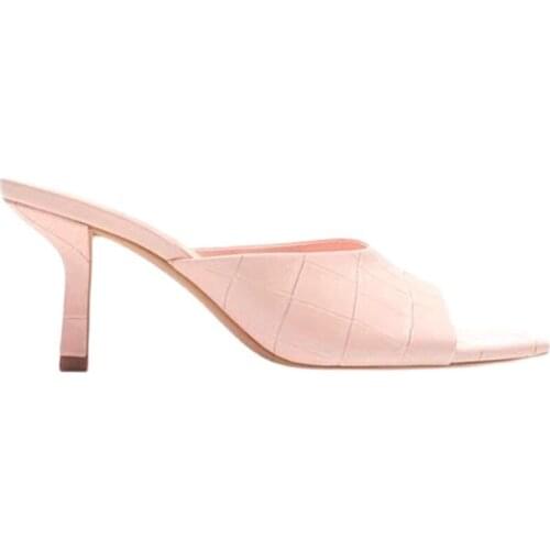 Summer New Women Shoes Square Toe Open Toe Mid-heel Patent Leather Sandals Shaped Thick Heel High-heeled Slippers Designer Shoes