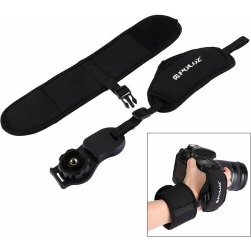 PULUZ Soft Neoprene Camera Hand Grip Wrist Strap Belt with 1/4 inch Screw Plate