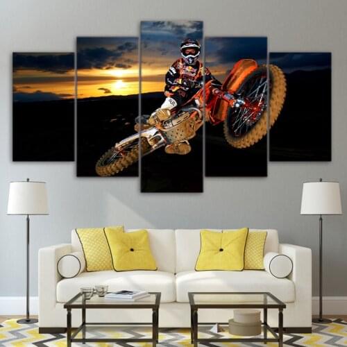 Living Room Wall Art Home Decoration Pictures HD Printed 5 Panel Best Action Motocross Modern Painting On Canvas Posters Frame