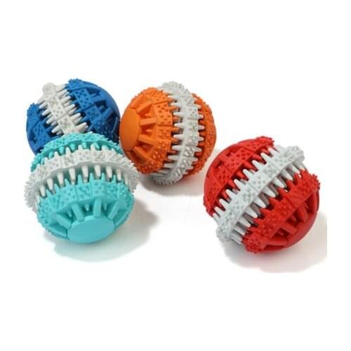 Natural Rubber Clean Teeth Dog Toys Training Molar Hide Food Resistance Bite Balls Pets Chew Toy Dogs Contrast Color Products