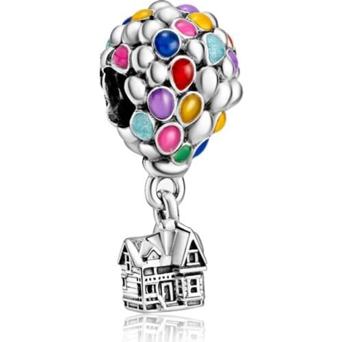 Original 100% Real 925 Sterling Silver Beads Hot Air Balloon Charms Dangle Charms Fit Pan Bracelet DIY Women Jewelry