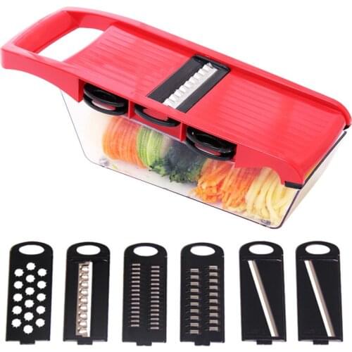 Vegetable Cutter With Steel Blade Mandoline Slicer Potato Peeler Carrot Cheese Grater Vegetable Slicer 6 in 1 Kitchen Tools