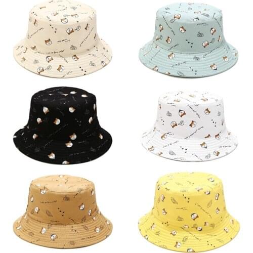Panama Bucket Cap Unisex Cotton Cartoon Bucket Hat Men Women Bob Cap Hip Hop Outdoor Sport Summer Fishing Hat