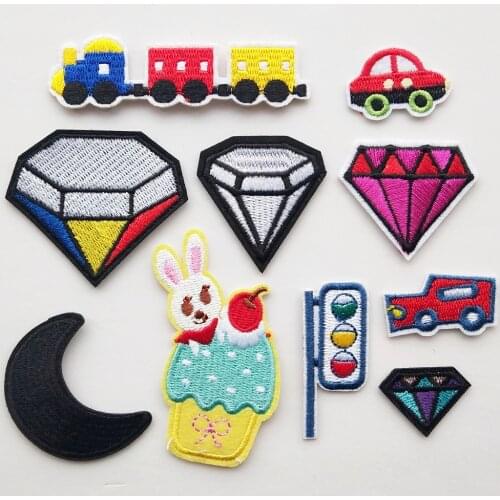 Diamond Embroidery Patch Iron On Patches Embroidered Patchs Badge Cars Appliques For Clothing Stickers CX351-360